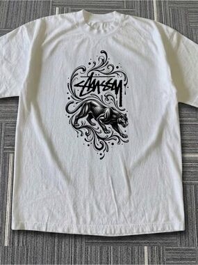Gildan Stussy Panther Graphic White Tee